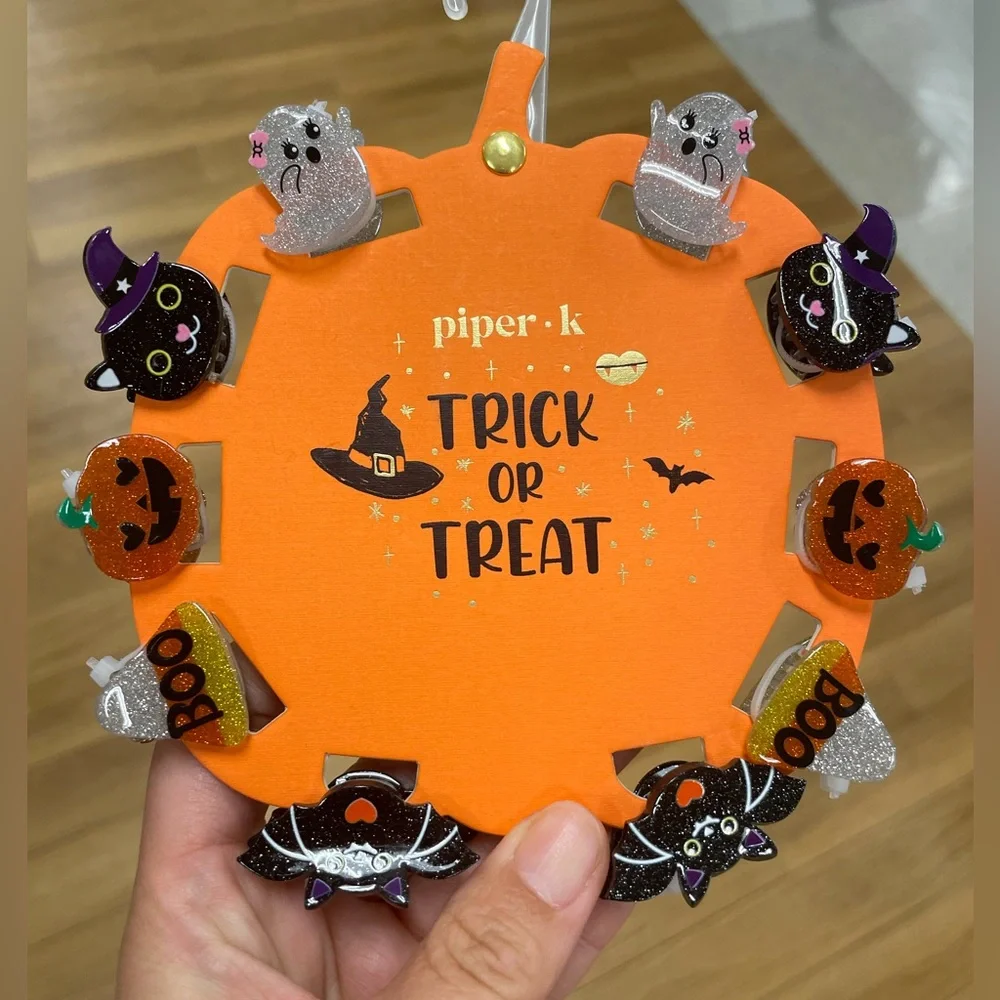 New！10 pieces Piper K Cute Halloween TRICK OR TREAT Hair Clips Set